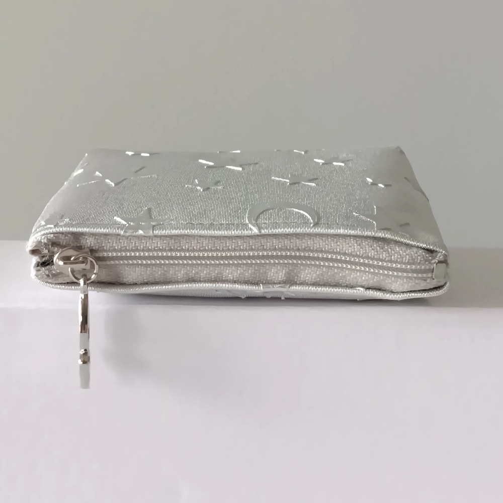 NEW Rocket City Silver Moon & Stars Celestial Themed Zippered Mini Bag - Picture 3 of 9